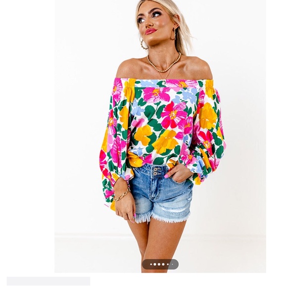 Floral off shoulder top - Picture 8 of 8